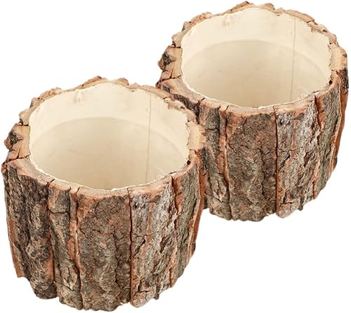 Miniatura 3 de OSALADI Tocón de madera maceta 2pcs corteza flor cubo planta madera pila rústica macetas