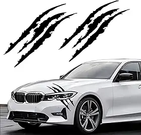 2 peças de adesivos de marca de garra para carros, adesivos de farol de carro, listras de vinil para carros esportivos, SUV, caminhonete, janela, motocicletas, etc. (preto)