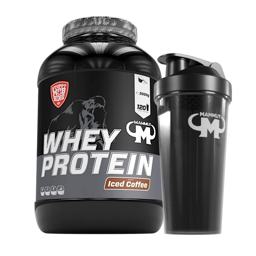 3kg Mammut Whey Protein Eiweißshake - Set inkl. (Iced Coffee + Protein Shaker)