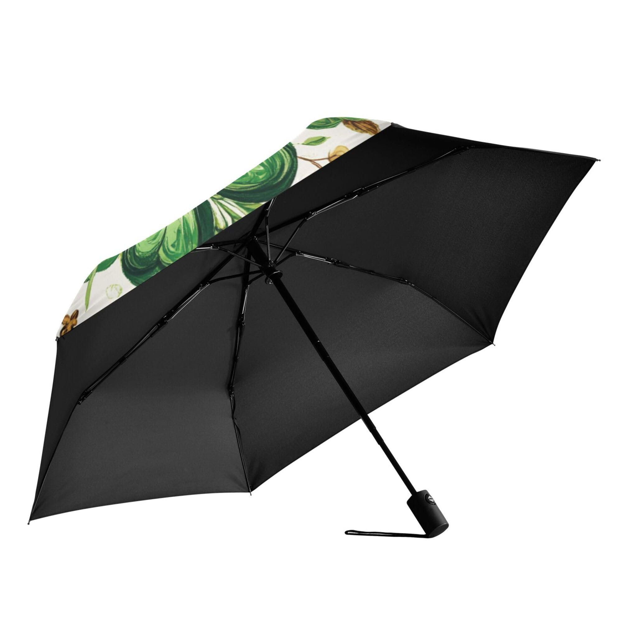 JUNZAN St.Patrick's Lucky Green Shamrocks Umbrellas For Rain 39 Inch Retractable Automatic Open Close Large Umbrella for Boys Outdoor Defence Accessories
