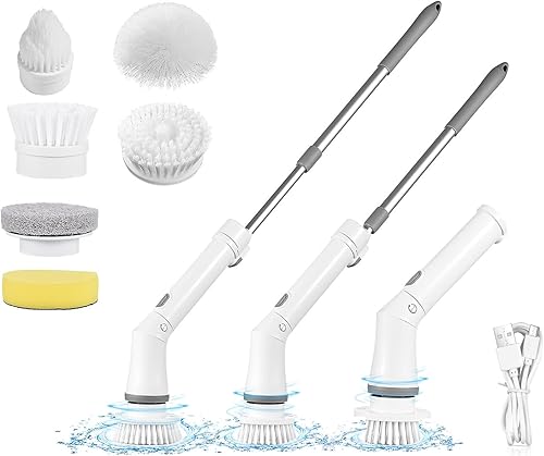 iMounTEK Limpiador eléctrico giratorio, cepillo de limpieza eléctrico con 6 cabezales de cepillo reemplazables, cepillo de limpieza eléctrico de