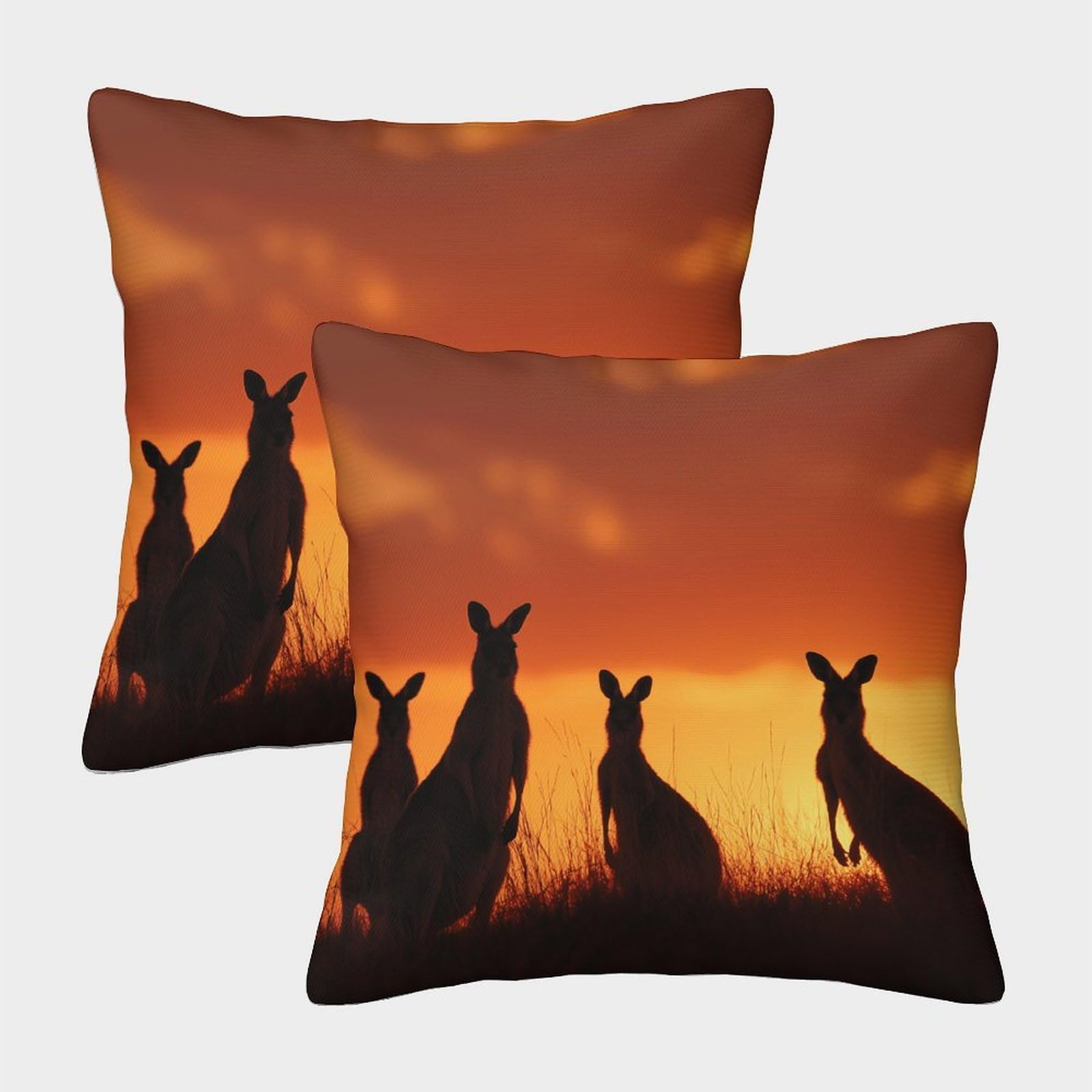 HWEICOIN 3D Printed Kangaroos Square Pillowcases Dinosaurs Square Throw Pillow Decorative Super Soft Pack of 2 for Patio,Couch, Tent, Balcony And Sofa 40x40cm