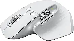 Mouse sem fio Logitech MX Master 3S com Sensor Darkfield para Uso em Qualquer Superfície, Design Ergonômico, Clique Silencioso, Conexão USB ou Bluetooth - Cinza Claro