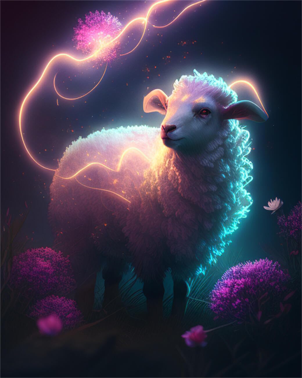 RKFLGEW DIY Seed Bead Embroidery Kits Cartoon Sheep 30x40cm