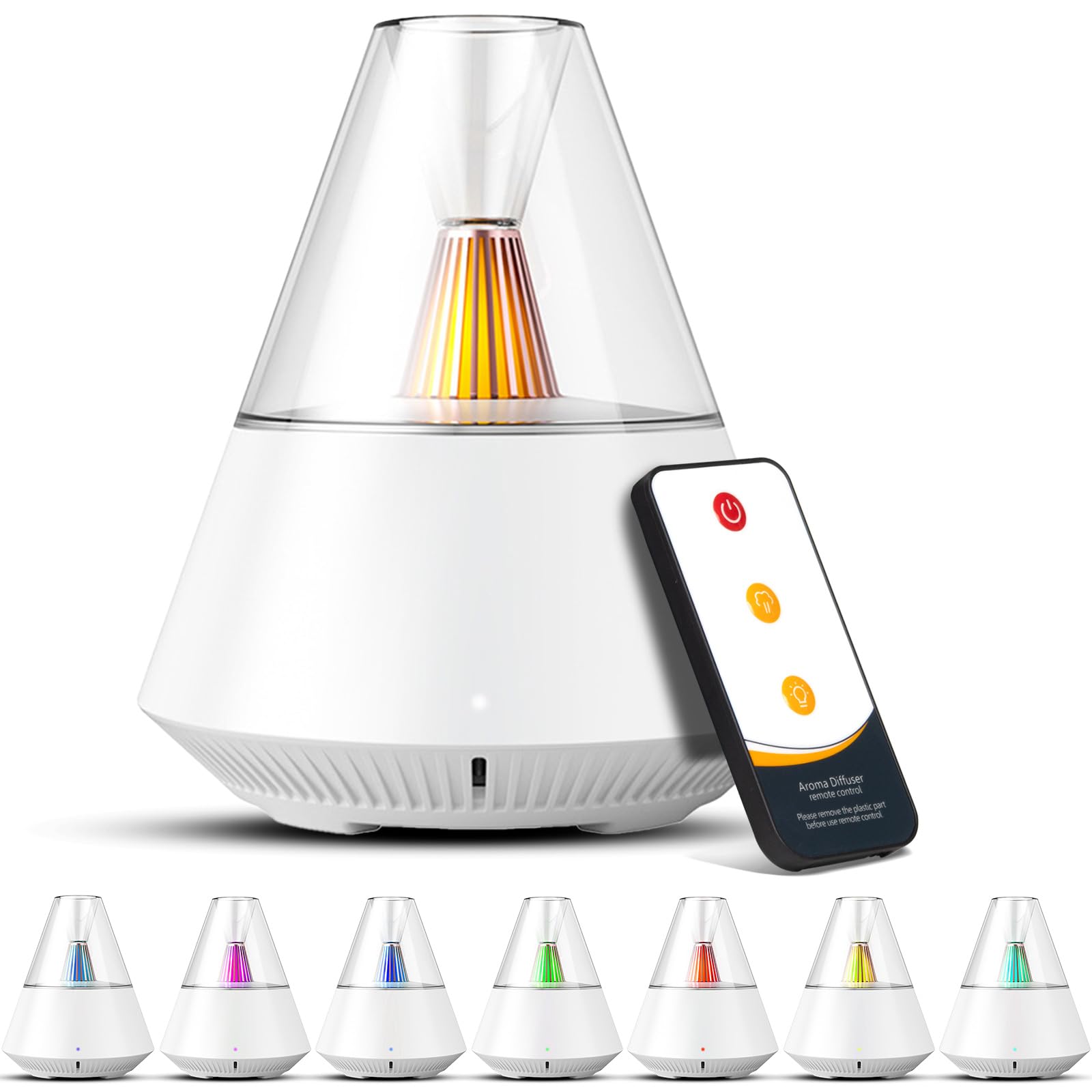 Electric Essential Oil Diffuser Ultrasonic Cool Mist Aromatherapy Diffuser Scented Oil Aroma Diffusers with Remote Control Auto Shut-off 7 LED Light for Home Office Gift -150ml White