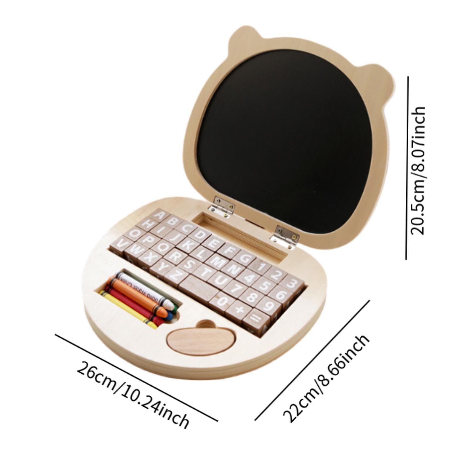 Giocattolo Per Laptop In Legno, Tavolo Da Disegno Portatile Con Blocchi Di Legno E Gessetti Ad Acqua Per Bambini Dai 3 Anni, Per Apprendimento E Gioco Di Finta
