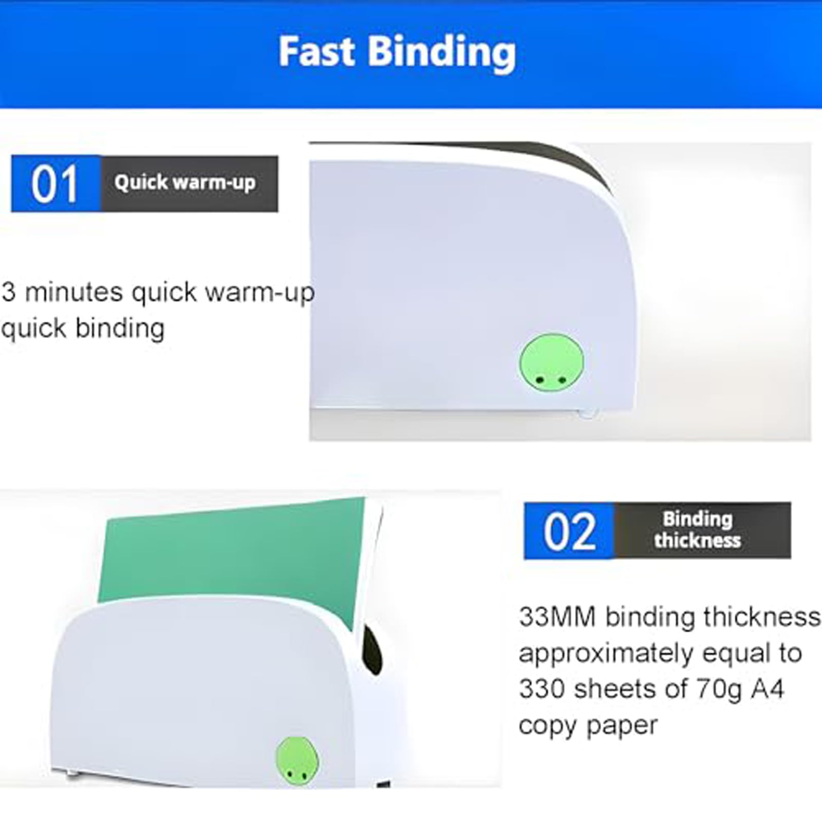 Machine À Relier Thermique, Machine À Relier Électrique Thermofusible avec Une Épaisseur de Reliure de 33 Mm, Plateau de Préchauffage Et de Refroidissement Rapide, Kit de Reliure de Crête de Livre