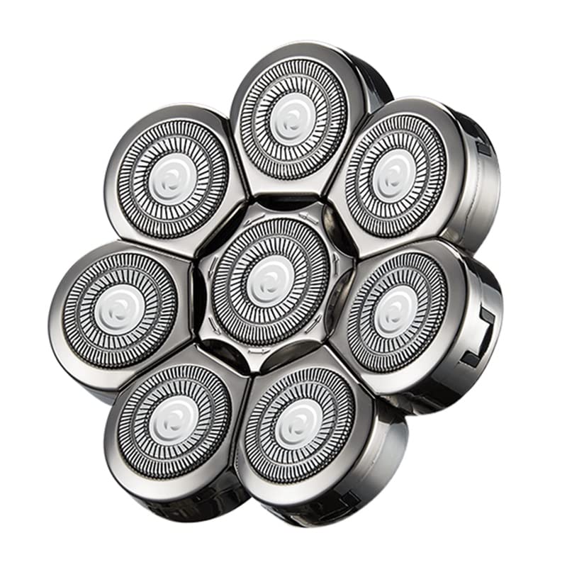 PHIGO Men's Electric Shavers Replacement Head, Eight Heads, Razor Replacement 8 Blades, Trimmers, Replaceable, Washable, Alternate Floating (Sliver)