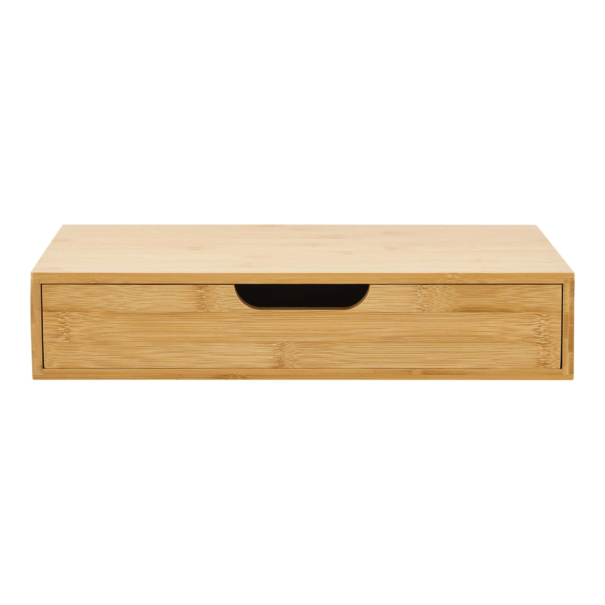 [en.casa] Wandregal 2er Set Bokn mit Schublade Bambus Schweberegal Hängeregal Wandablage Wandboard Nachttisch-Ablage 40 x 24 x 8 cm Wandschublade