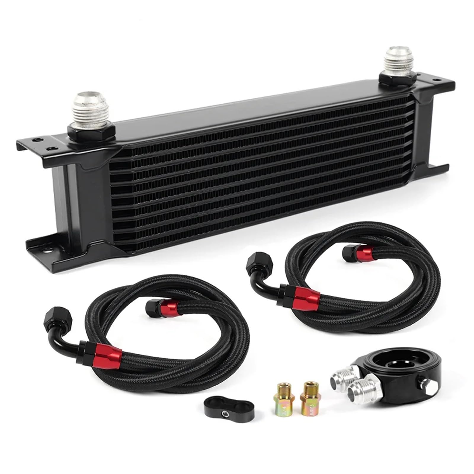 Radiador de Aceite Universal para Motor de 10 y 15 Filas, Kit de Enfriador de Aceite AN10, Adaptador sándwich para Filtro de Aceite.