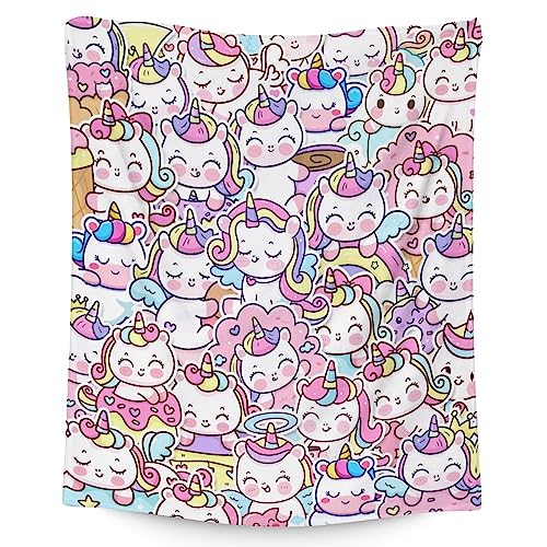 Unicorn Blanket Gifts - 50"x60" Cute Throw for Girls & Women - Pink Soft Fuzzy Blankets for Bed, Couch & Living Room