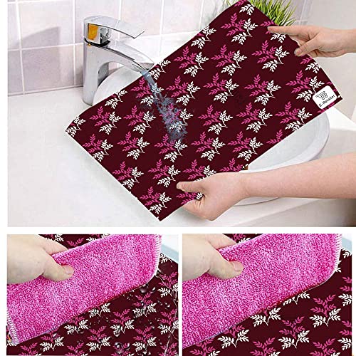 Image of Polyester 3-Layered Fridge Top Cover /Refrigerator Cover with Utility Pockets and Set of 3 Pc Fridge Mats (Color-Leaf Purple, Size-39x21 Inch)