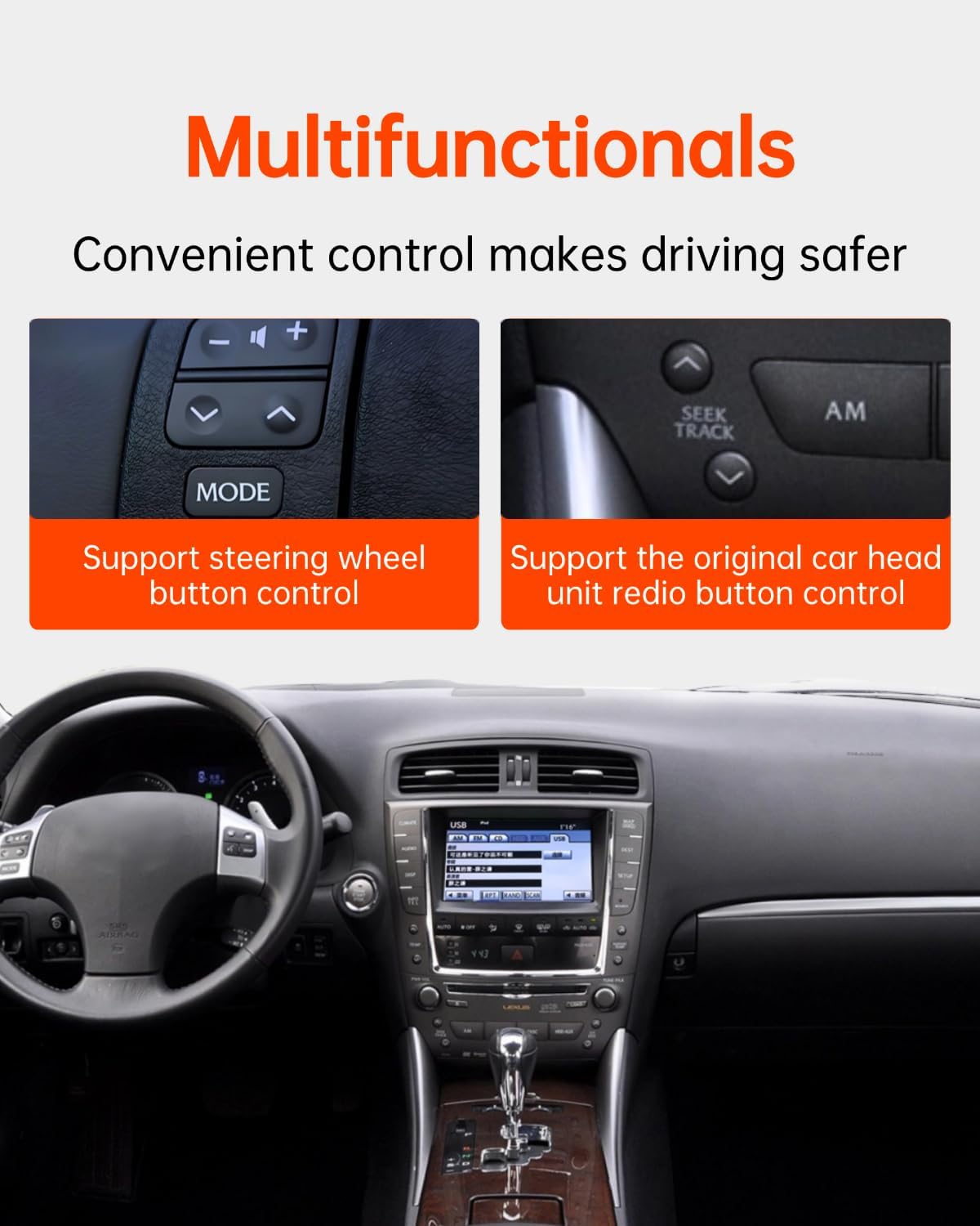 USB Bluetooth 5.3 Car Adapter Compatible for Lexus,Toyota,Opel,Saab,Pioneer Radio and Clarion Radio iPod iPhone Music Interface Connector