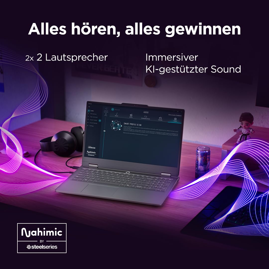 Lenovo LOQ Essential Gaming AI Laptop | 15.6" FHD 144Hz | NVIDIA GeForce RTX 5050 | Intel Core i5-13450HX | 16GB RAM | 512GB SSD | Windows 11 | QWERTZ | Weiss-beleuchtet | Grau | 3 Monate Game Pass