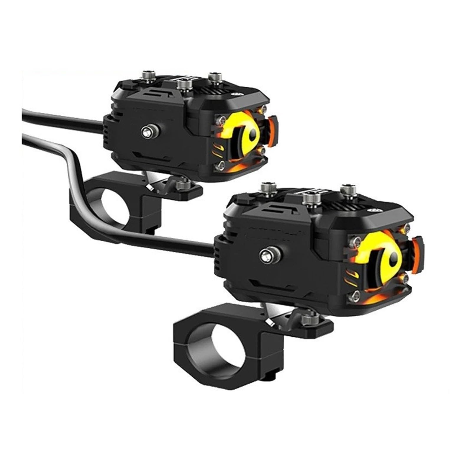 AVFORA Moto Faro Luces Antiniebla LED Para Motocicleta Vehículo Eléctrico Auxiliar Para Conducción En Carretera Luz Baja Amarilla Foco Superbrillante Faro Motocicleta(Black LowBeam-White)