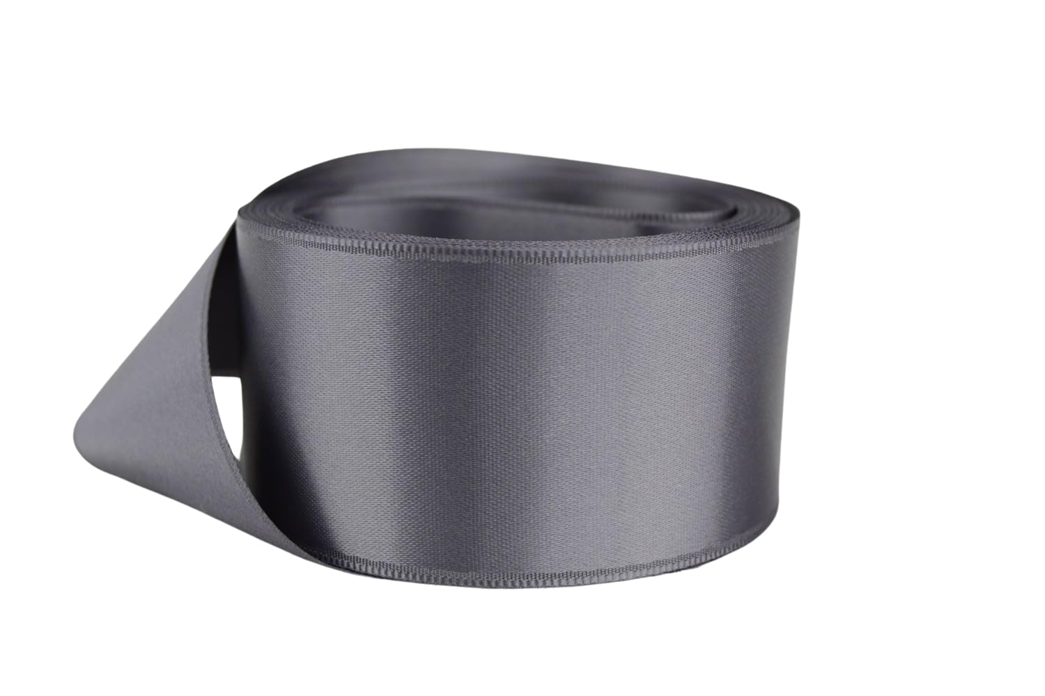 Ribbon Bazaar Double Faced Satin - Premium Gloss Finish - 100% Polyester Ribbon for Gift Wrapping, Crafts, Scrapbooking, Hair Bow, Decorating &amp; More - 1/4" Gunmetal Gray 50yd Spool