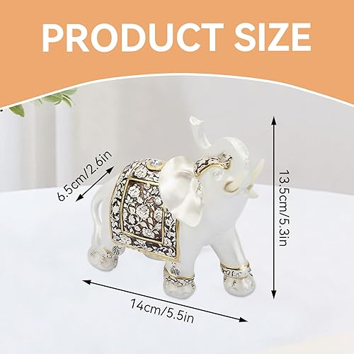 Miniatura 2 de Estatuas de elefante de Feng Shui, figura de elefante blanco, estatua de decoración de elefante blanco, figuras de la suerte blancas decorativas