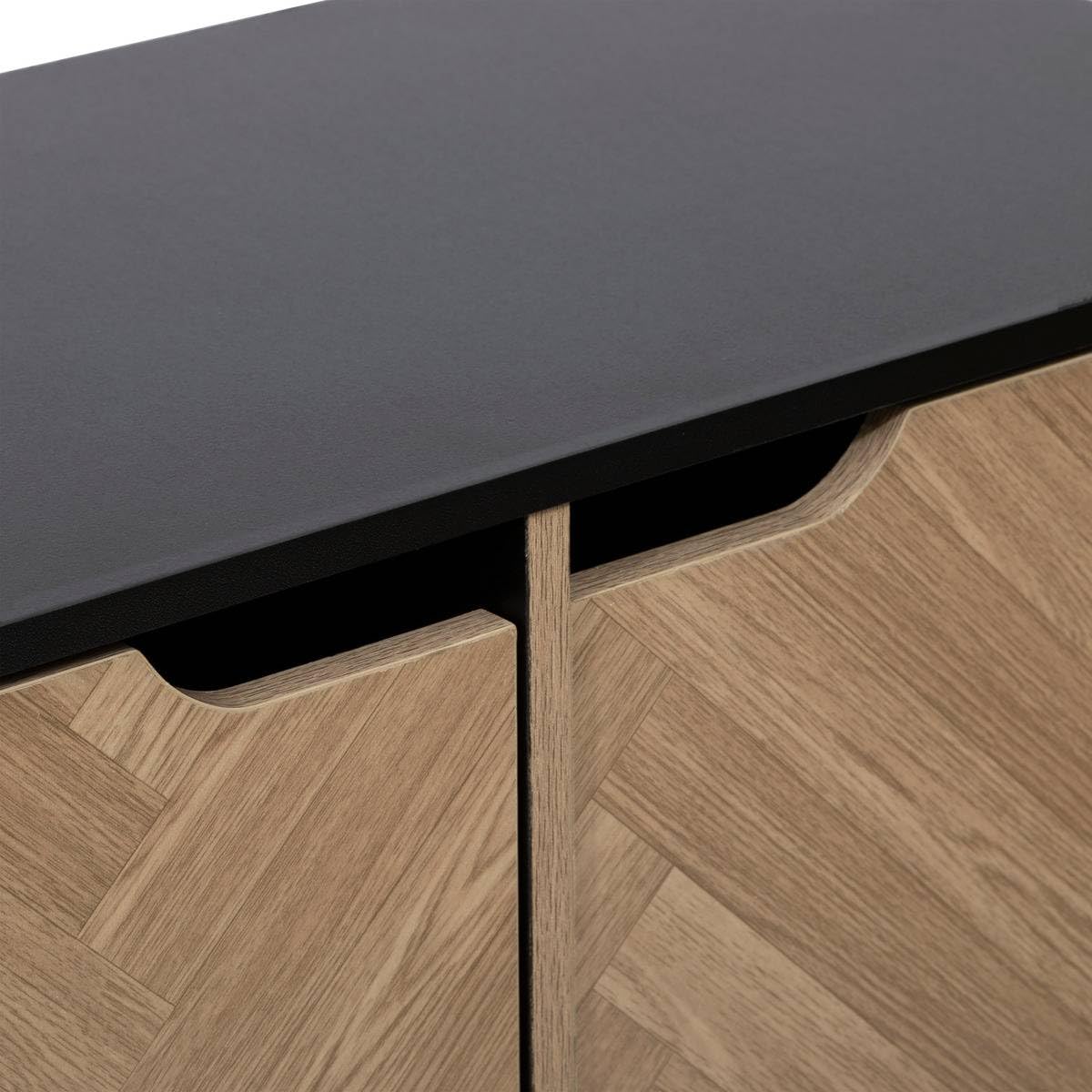 5five - Mueble de 6 estantes y 6 puertas con diseño Chevron - Efecto madera y negro - Forma cúbica - Almacenamiento práctico y práctico - Sala de estar, oficina, dormitorio