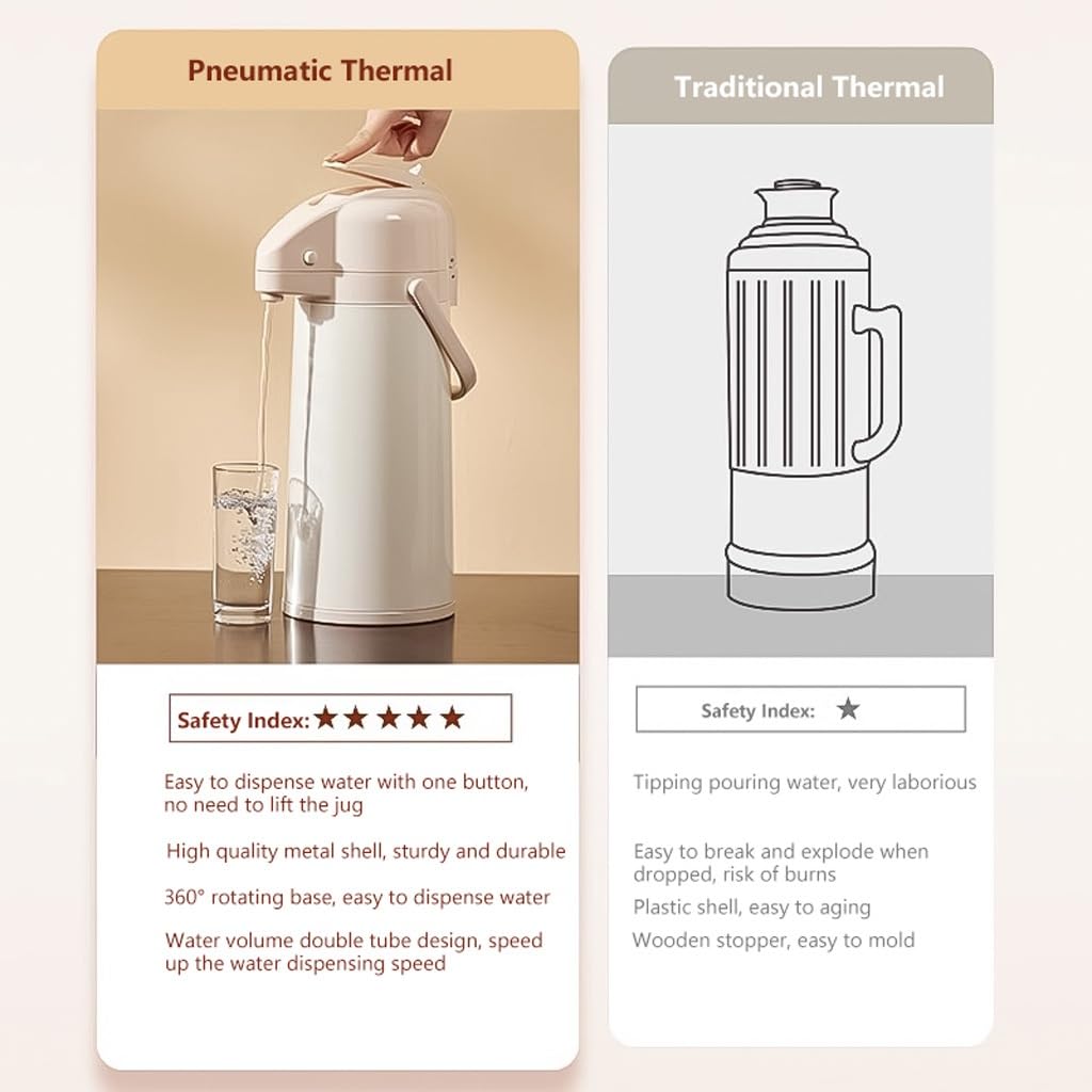 Carafe à café isotherme en acier inoxydable 2,2 L pour eau chaude/froide et boissons de fête, théière sous vide