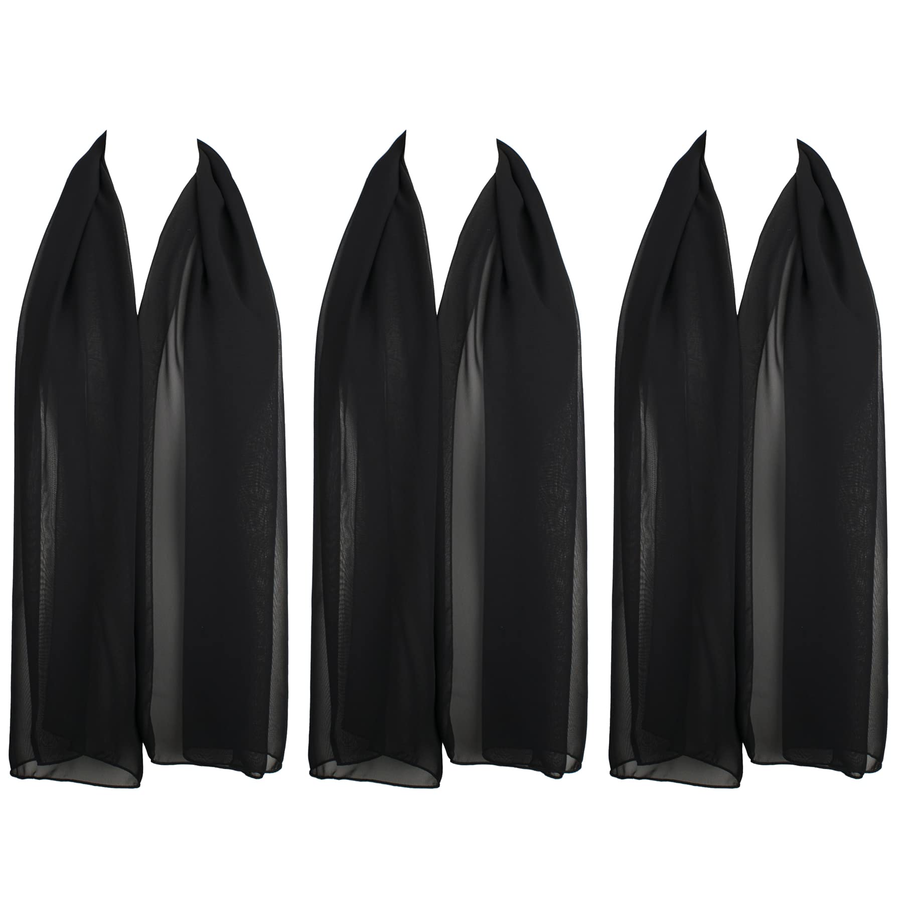 Hat To Socks Chiffon Scarf Sheer Wrap for Women Pack of 3 (Black)