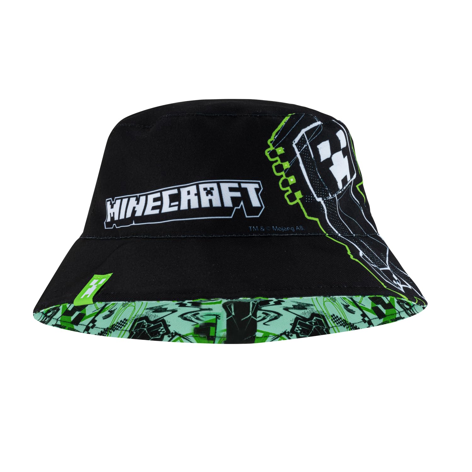 Minecraft Cappello alla pescatora per ragazzi, cappello estivo per ragazzi, design reversibile, cappello da gioco, verde, Verde