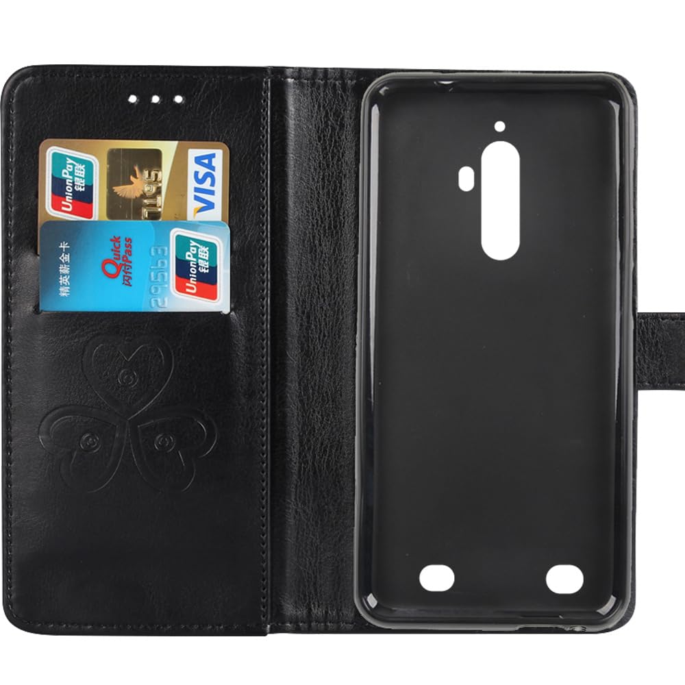 TienJueShi Nero Premium Retro Stand Portafoglio TPU