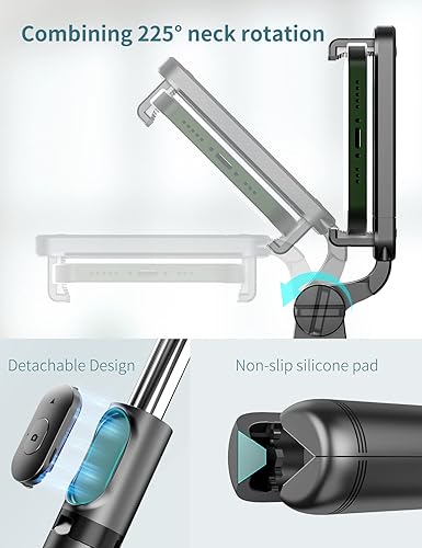 Miniatura 5 de Trípode para selfie stick con control remoto inalámbrico desmontable, 4 en 1 extensible portátil selfie stick y trípode para teléfono compatible con