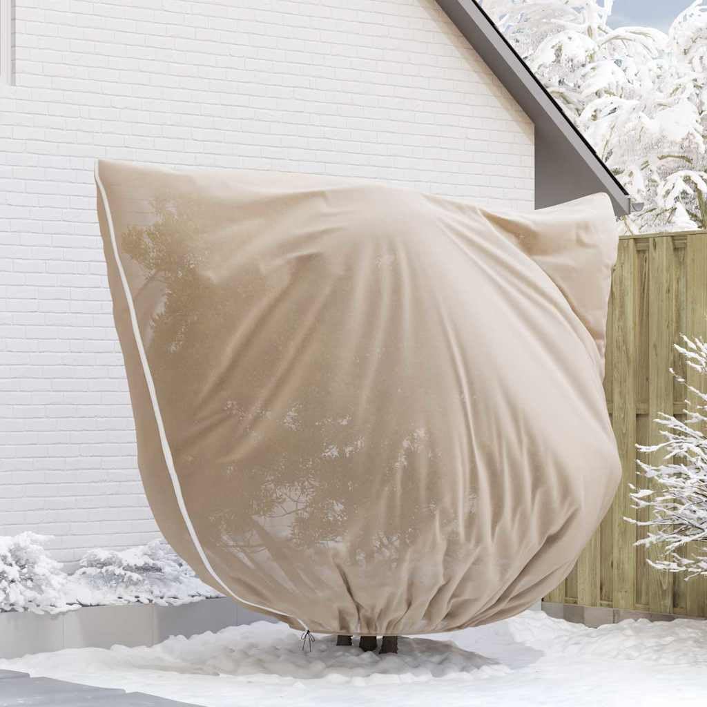 Futterabdeckungen für Kälteschutz, 3 Stück, Beige, Pflanzenabdeckung, Vliesstoff, Schutz für Pflanzen, Winter, Frostschutz, wiederverwendbar, mit Kordel, Beige, 3,14 x 2,5 m
