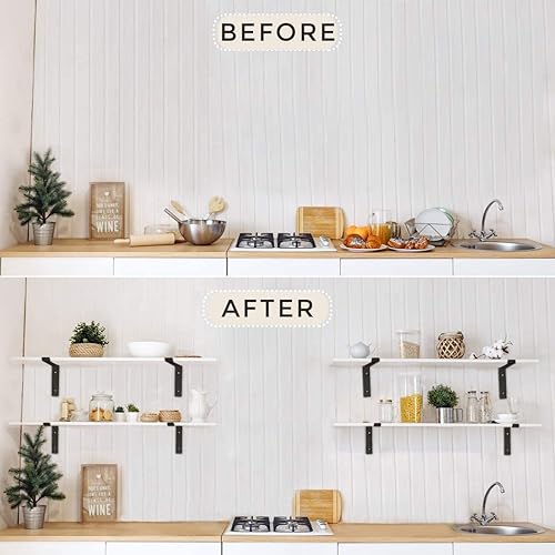 Miniatura 6 de Soporte flotante de acero resistente para montaje en pared, par de soportes ocultos con capacidad de peso de 150 libras, estantes invisibles de