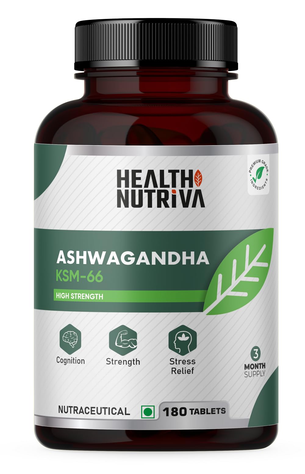 Healthnutriva Ashwagandha KSM-66 | Extra Strength Natural Formulation | Support strength & energy |180 Tablets