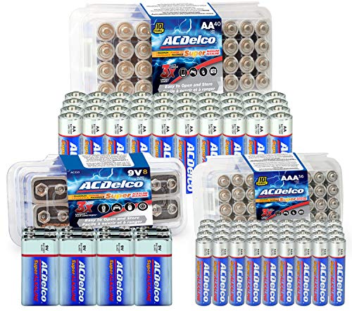 ACDelco AA, AAA, 9-Volt Combo Pack, 40-AA, 36 AAA, 8 9V Batteries, Alkaline Batteries