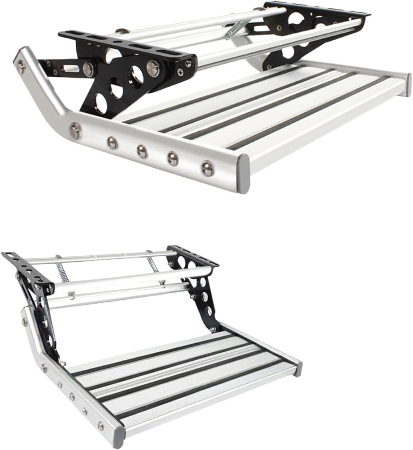 WIANQIAN Camper Entry Steps, Telescopic Folding RV Entry Stair, Single Double Layer RV Step, 12V Lighting Voltage, LED Light, For Rv Campervan Motorhome Rv Travel Trailer Single-layermanual