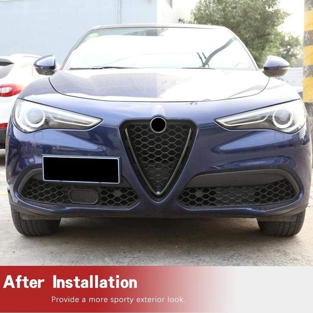 Carbon Look Front Grill for Alfa Romeo Stelvio 2017-2019 Carbon Look ABS V Shape Grill Mesh Frame Cover Trim