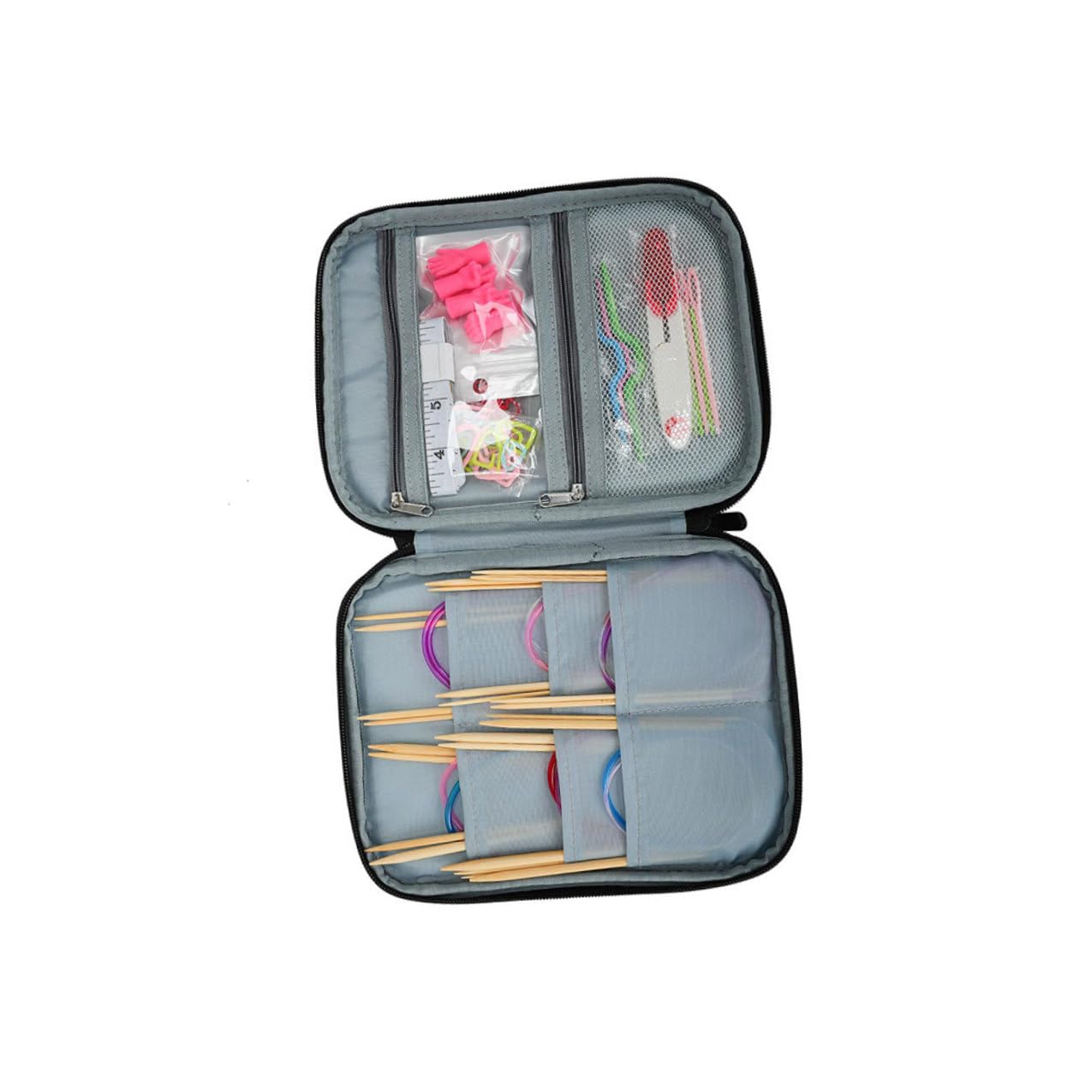 JOINPAYA Kit de Agujas de Tejer con Bolsa de Almacenamiento Oxford y Mango, Herramientas para Tejer Portátiles Ideales para Mamás y Abuelas