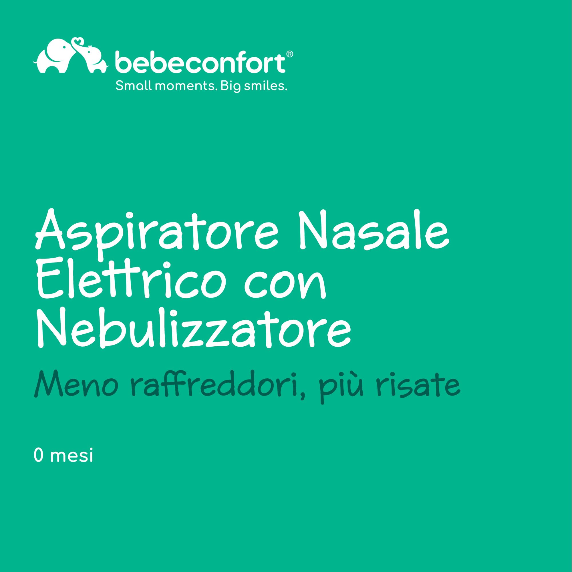 Bebeconfort Aspiratore Nasale Neonato Elettrico, 0 mesi +, Nebulizzatore e Aspiratore 2 in 1, Pulizia Naso Neonato Rapida e Silenziosa, 2 Ricambi Morbidi in Silicone, Facile da Pulire