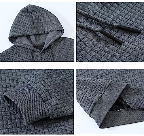 YuKaiChen Men's Hoodies Pullover Casual Plaid Jacquard Kangaroo Pockets Drawstring Long Sleeve Hooded Sweatshirts3