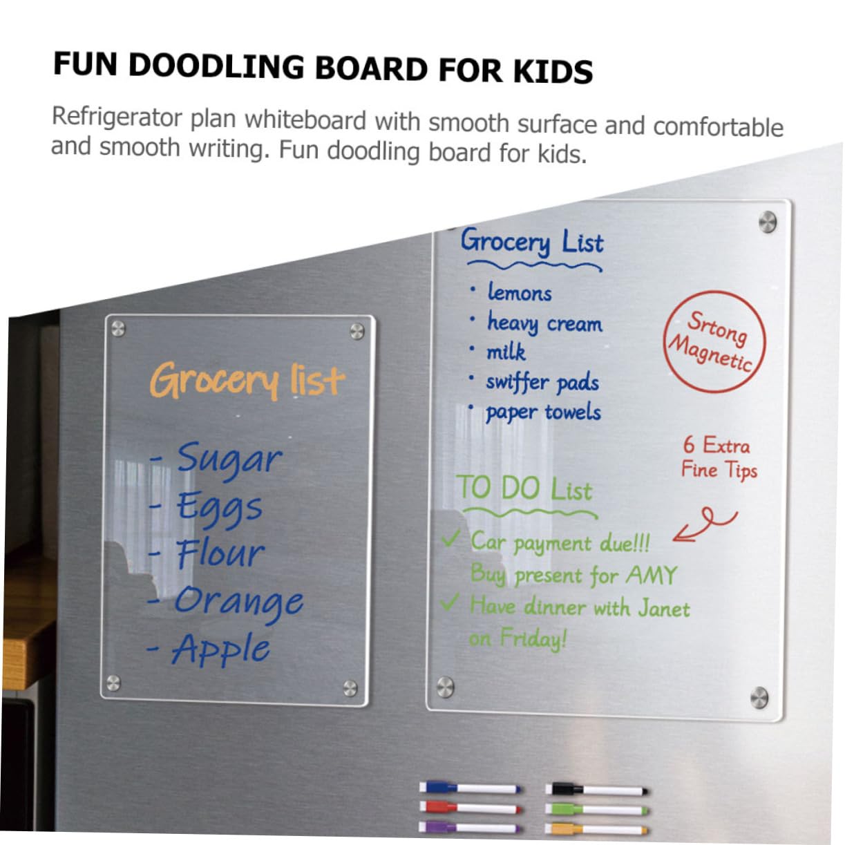 Magnetische Kühlschrank Schreibtafel aus Acryl, Trocken Abwischbar