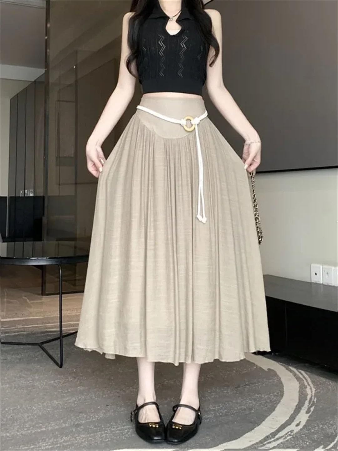 Damska koronkowa plisowana spódnica retro modna elegancka spódnica w stylu Harajuku w kształcie litery V