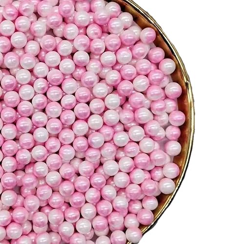Rainbow Sprinkles - Perlas comestibles de color rosa y blanco, gránulos para pasteles, gránulos de galletas, perlas de azúcar, perlas de caramelo