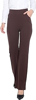 ZTN Pantalones de vestir de cintura alta para mujer, pantalones de trabajo con control de abdomen, pantalones casuales de negocios con 4 bolsillos