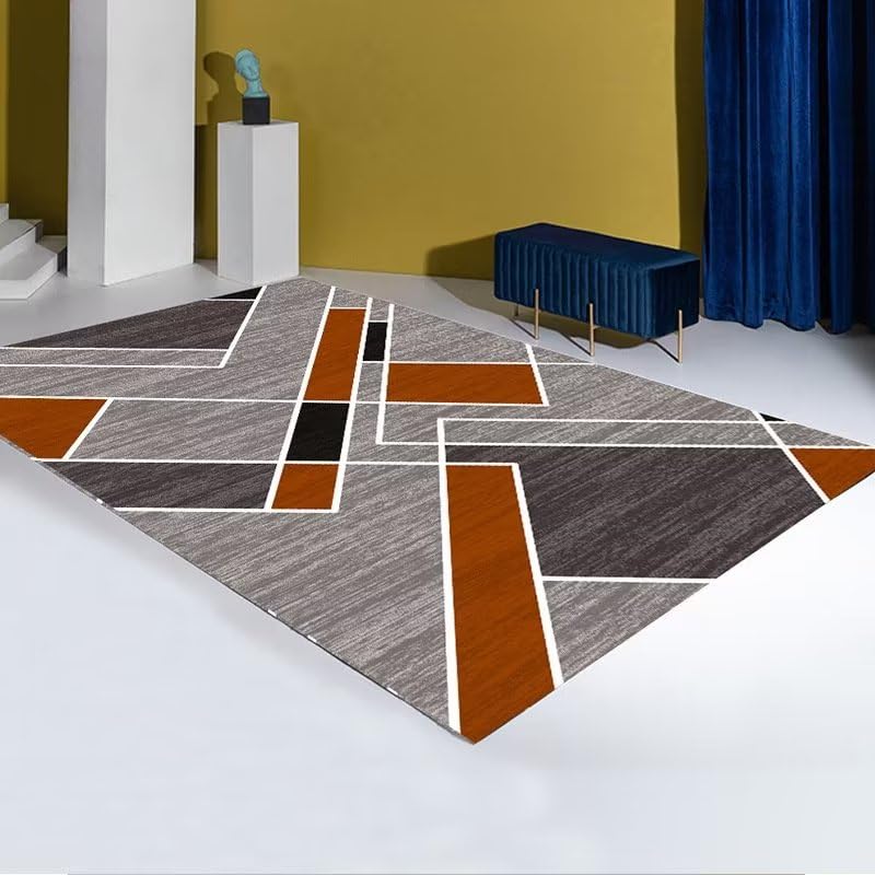 Tapis de chambre fille lavable et géométrique rouge 50x80cm