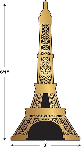 Miniatura 2 de Beistle Soporte de fotos grande de cartón de 6 pies y 1 pulgada x 3 pies de la torre Eiffel para bailes, decoración de telón de fondo de fiesta