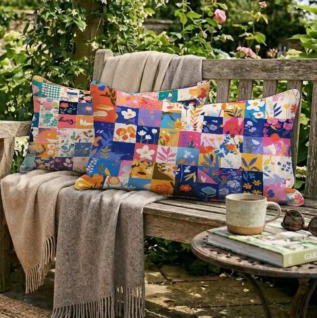 Housses de coussin de jardin imperméables 40x80 lin pour canapé extérieur et balcon - 3