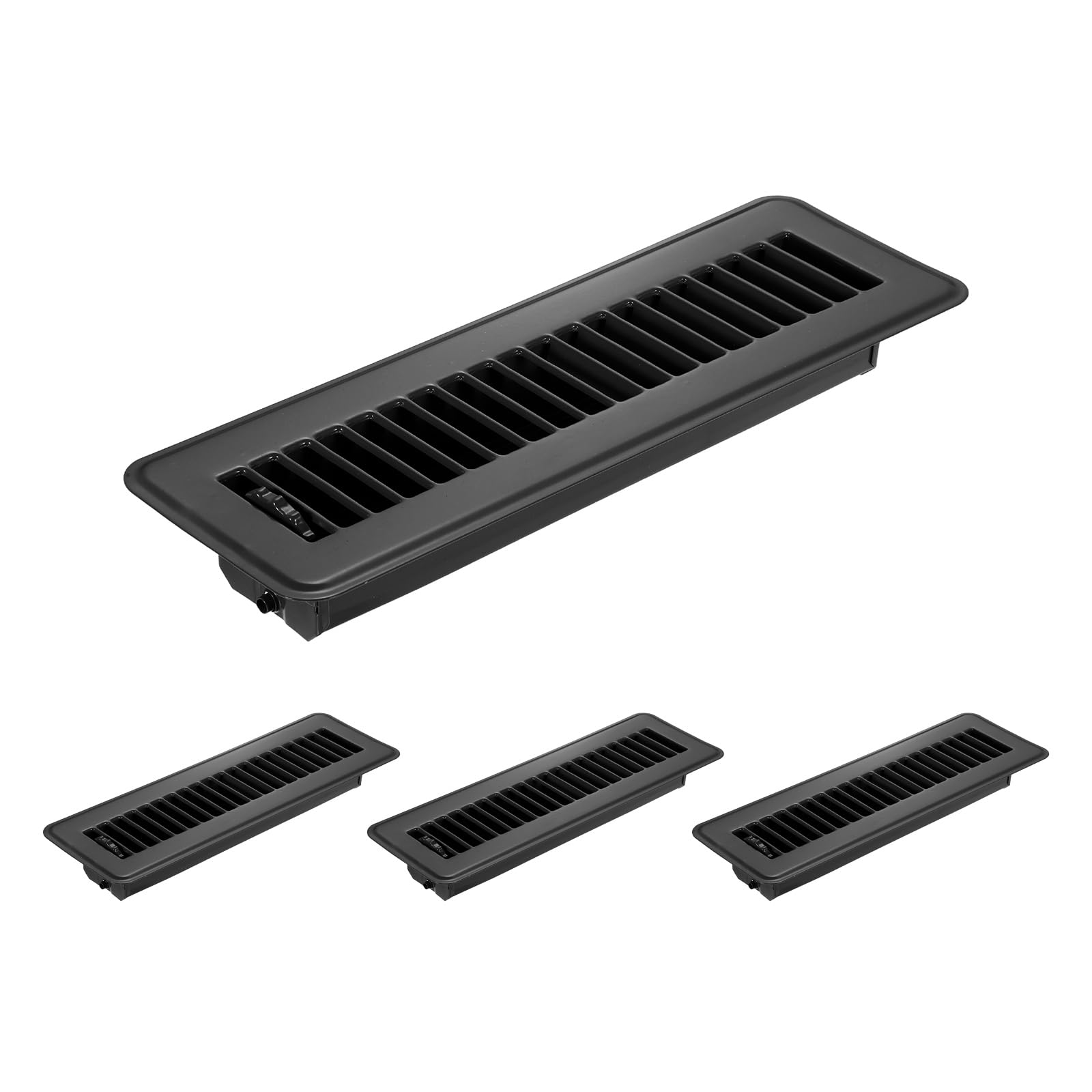 PATIKIL 2x10 Inch Griglie Per Pavimento, 4 Pezzi Griglie Per Pavimento In Metallo Resistente Griglie Di Aerazione Camminabili Leva Di Regolazione Per Griglie Da E Per Casa E, Nero