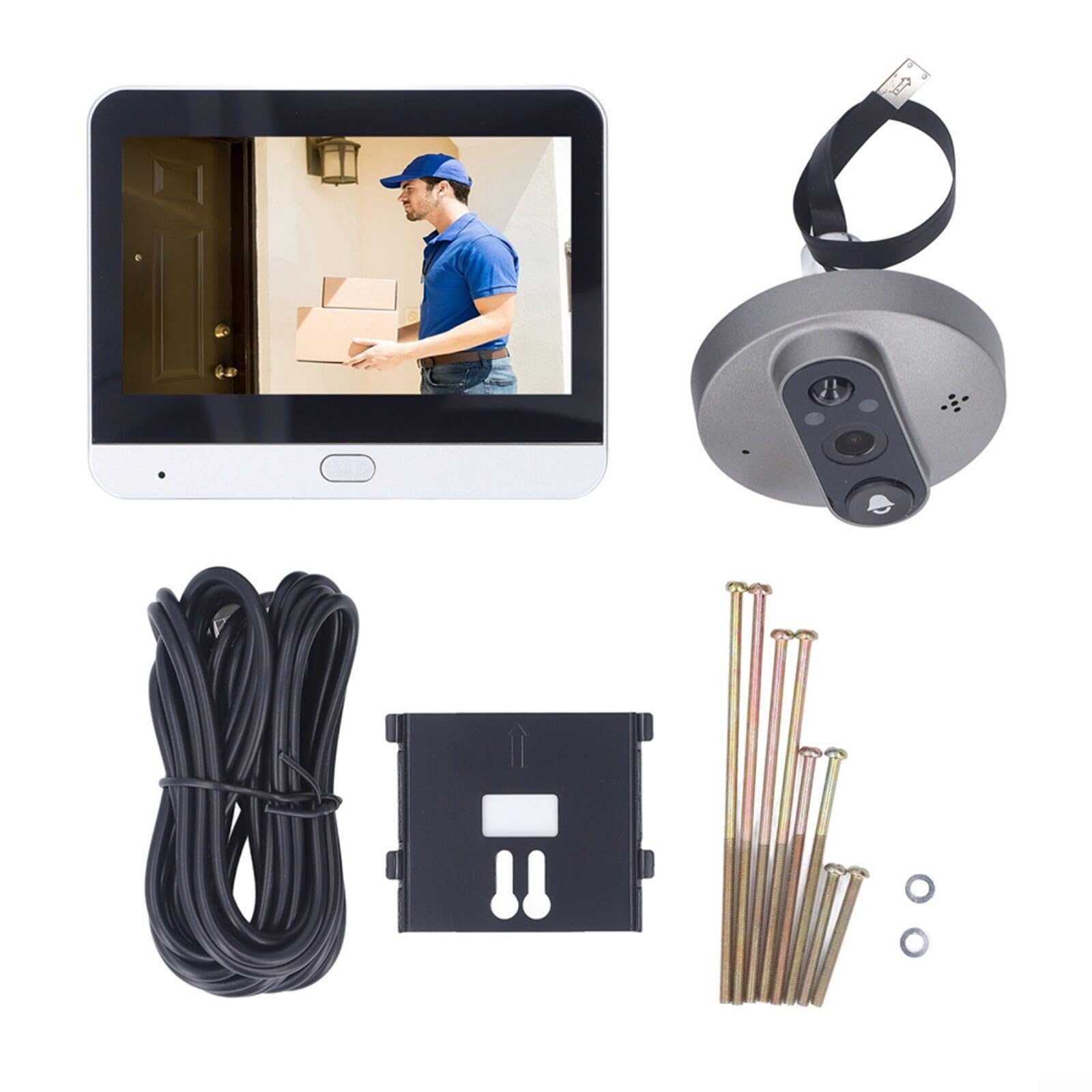 CWOQOCW Cámara digital de mirilla WiFi 1080P HD pantalla LCD de 4.3 pulgadas, timbre inteligente con sensor de movimiento PIR, audio bidireccional para seguridad del hogar