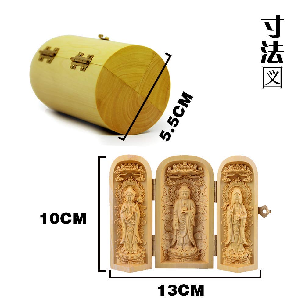 Amazon｜ツゲ 木彫仏像 彫刻 仏壇 仏箱 三開仏像 ご本尊 三開仏 弘法