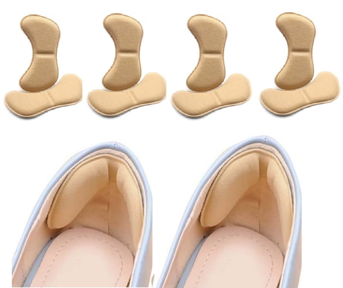 Self-Adhesive Heel Grips Liner Cushion Inserts for Loose Shoes, Heel Pads Snugs for Shoe & Shoe Insoles, Shoe Fit and Comfort, Heel Pad for Heel Pain Men Women (4)