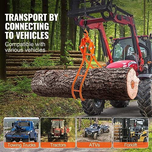 VEVOR Forstzange 1500kg Tragfähigkeit Rückezange Max. Öffnung 934,8mm Holzzange 955x340x263mm Hebezange Holzgreifer Verladezange Schleppzange Holzpackzange für Traktoren Lastkraftwagen Gabelstaplern
