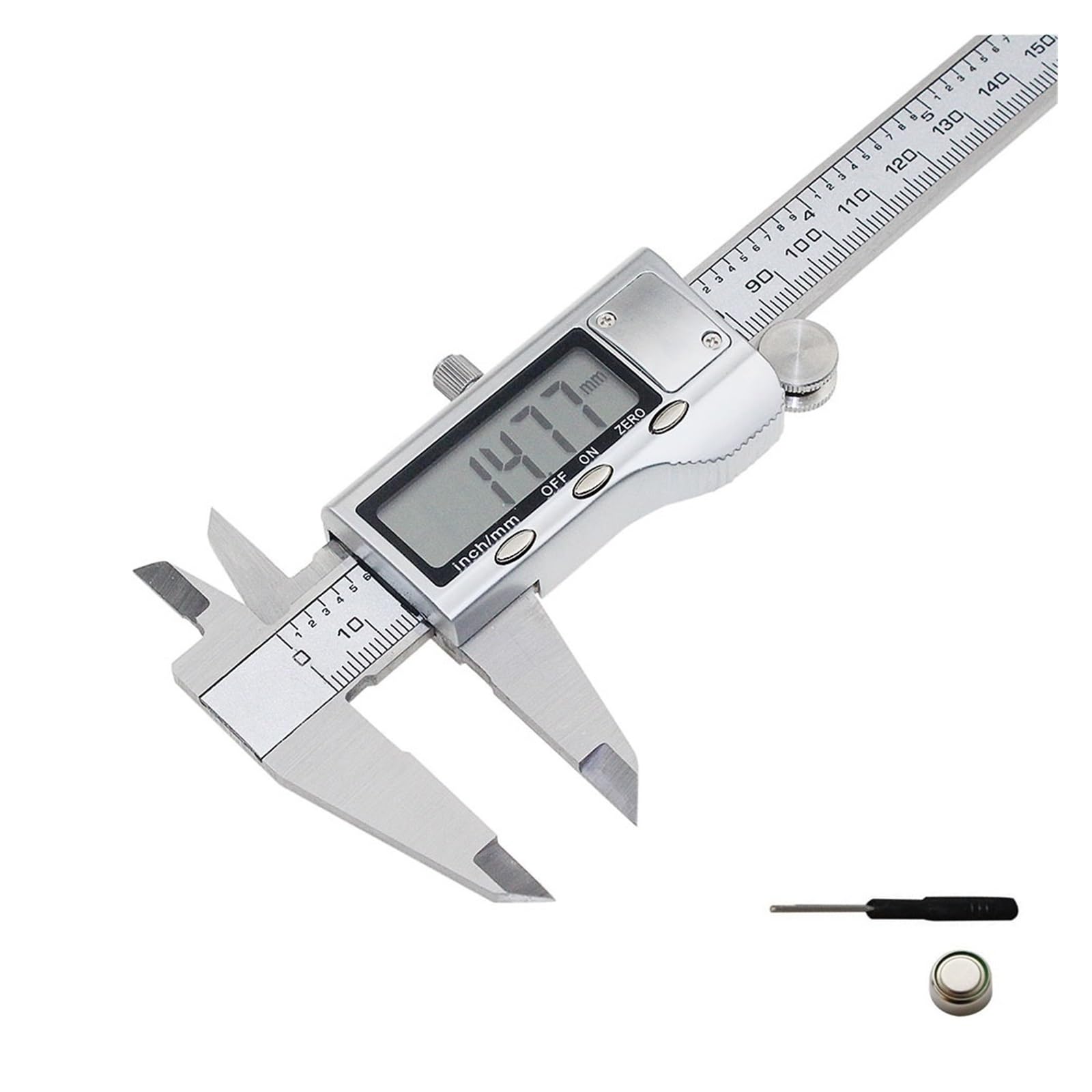Pies de Rey Calibrador Vernier Digital electrónico de Alta precisión, Herramienta Instrumentos medición Micrómetro Metal Acero Inoxidable 6 Pulgadas y 150mm