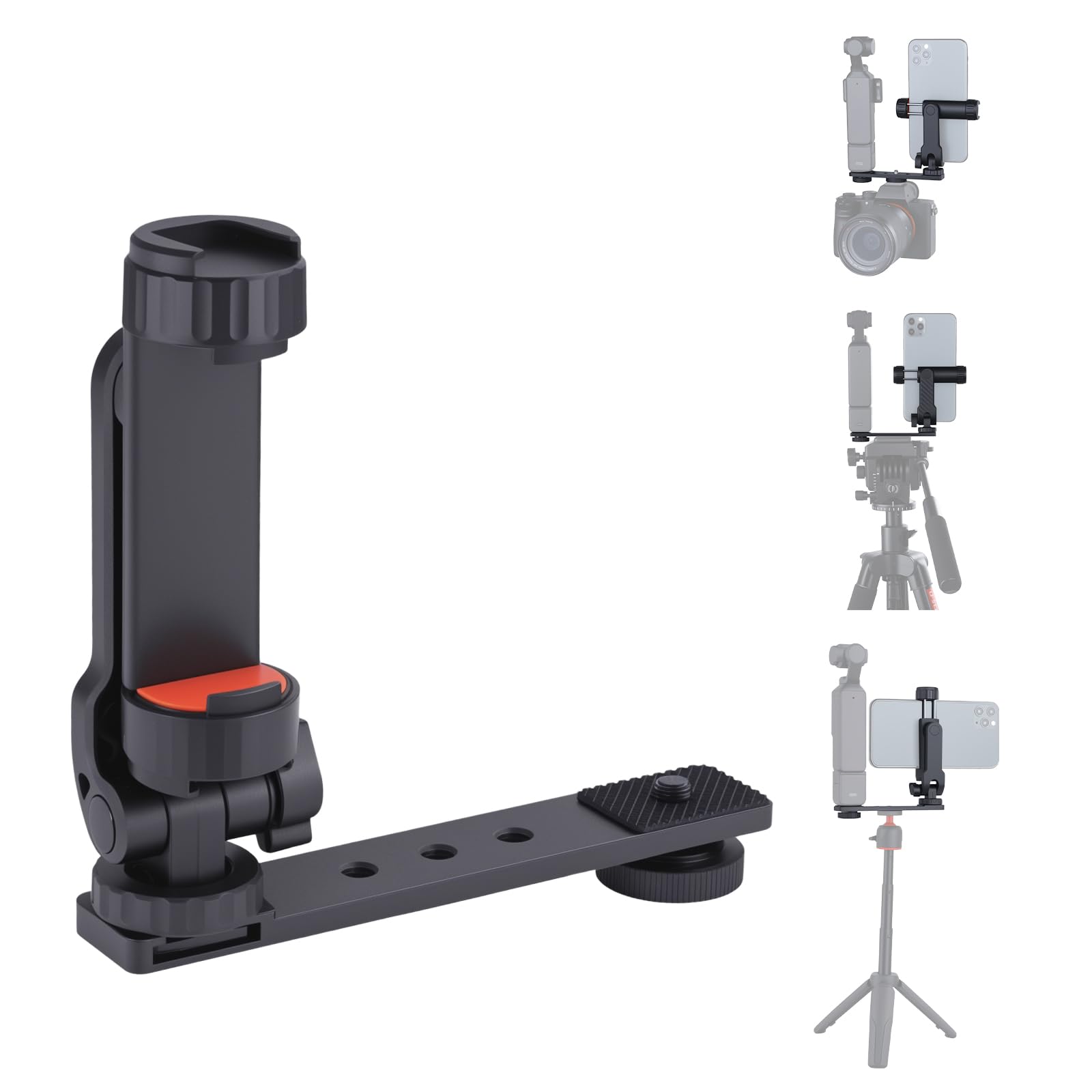 UTEBIT Soporte para Teléfono Compatible con dji Osmo Pocket 3, Accesorios de Extensión para Soporte de Teléfono Móvil con Orificio Roscado de 1/4" para Usar con Trípode y Varilla de Extensión